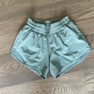 COPY - EUC Lululemon Green/Teal Low Rise Hotty Hot shorts 2.5” inseam